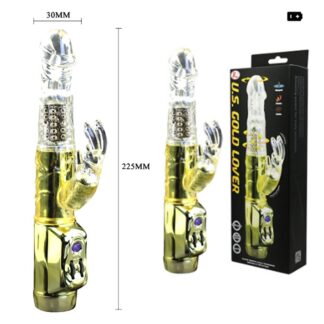 Vibrador rotativo con estimulador de clítoris y velocidad regulable
