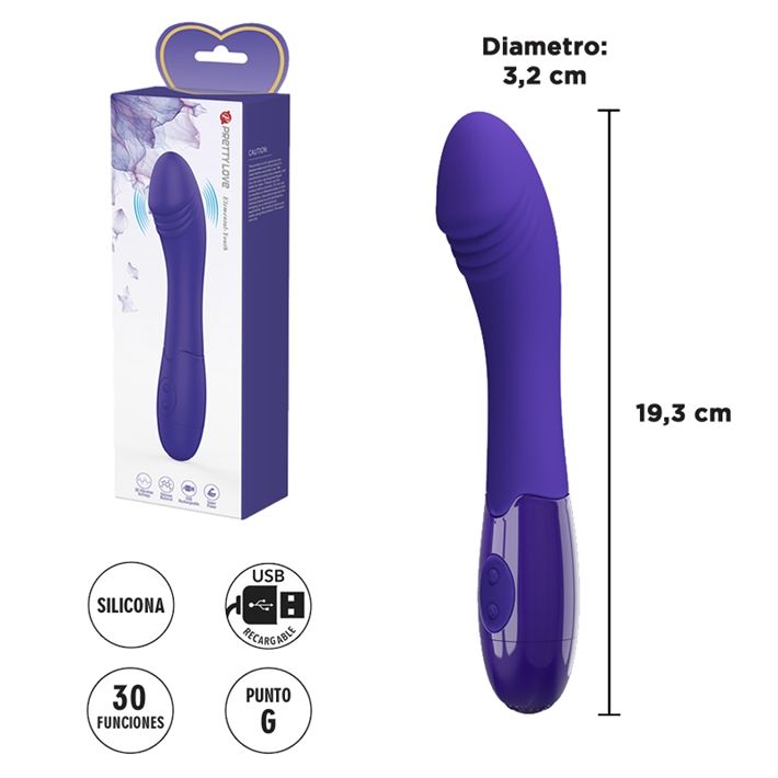 Estimulador de punto G con carga USB y 30 modos de vibración